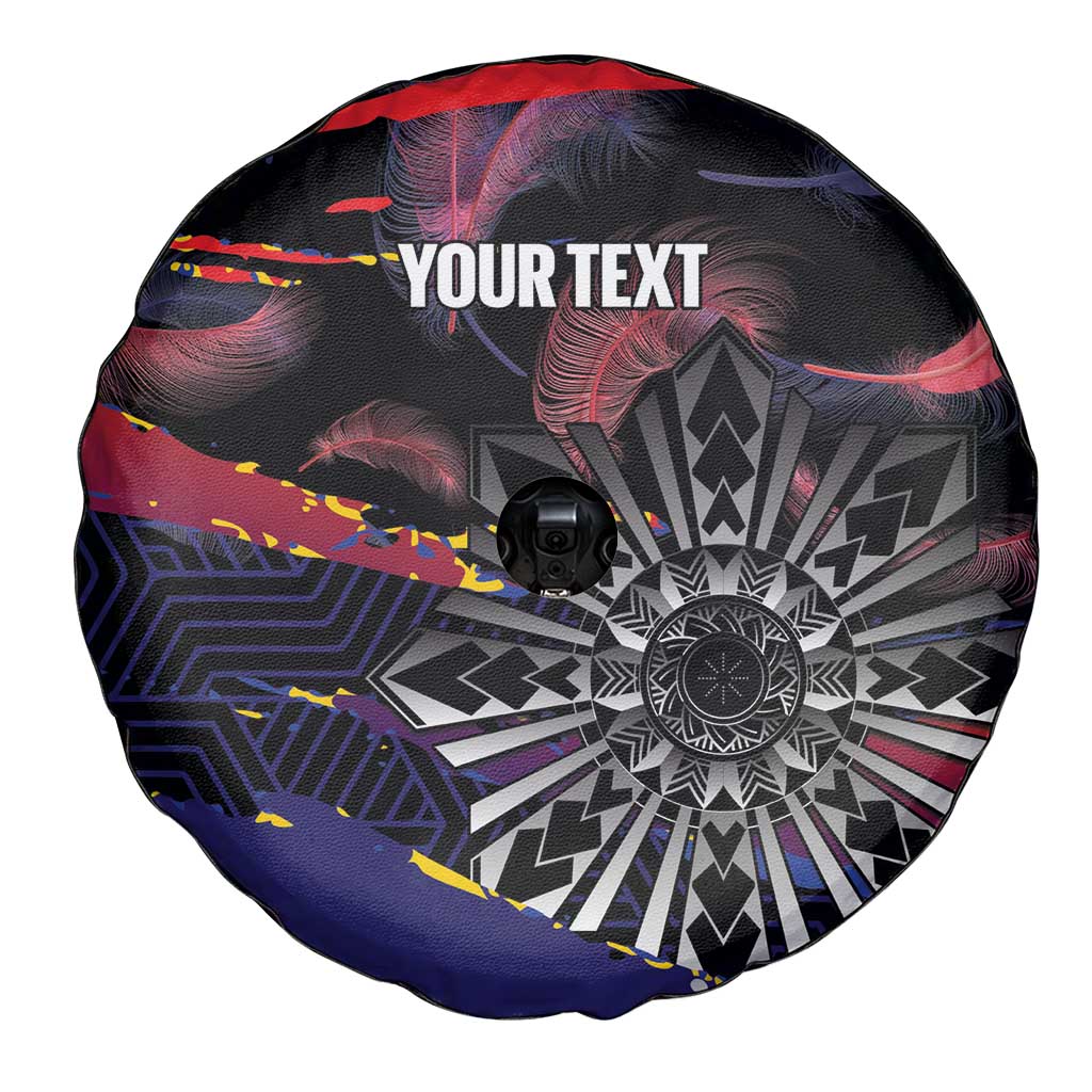 Personalised Philippines Sun Tattoo Spare Tire Cover Feathers Filipinas Grunge Style Black