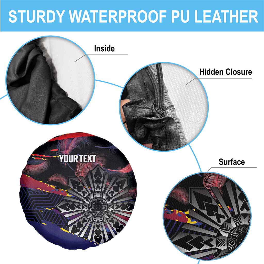 Personalised Philippines Sun Tattoo Spare Tire Cover Feathers Filipinas Grunge Style Black