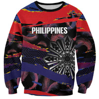 Personalised Philippines Sun Tattoo Sweatshirt Feathers Filipinas Grunge Style Black