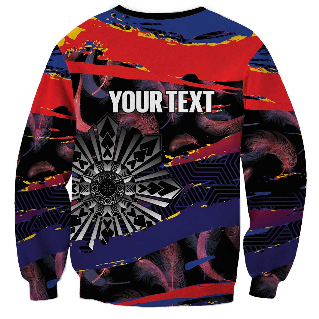 Personalised Philippines Sun Tattoo Sweatshirt Feathers Filipinas Grunge Style Black