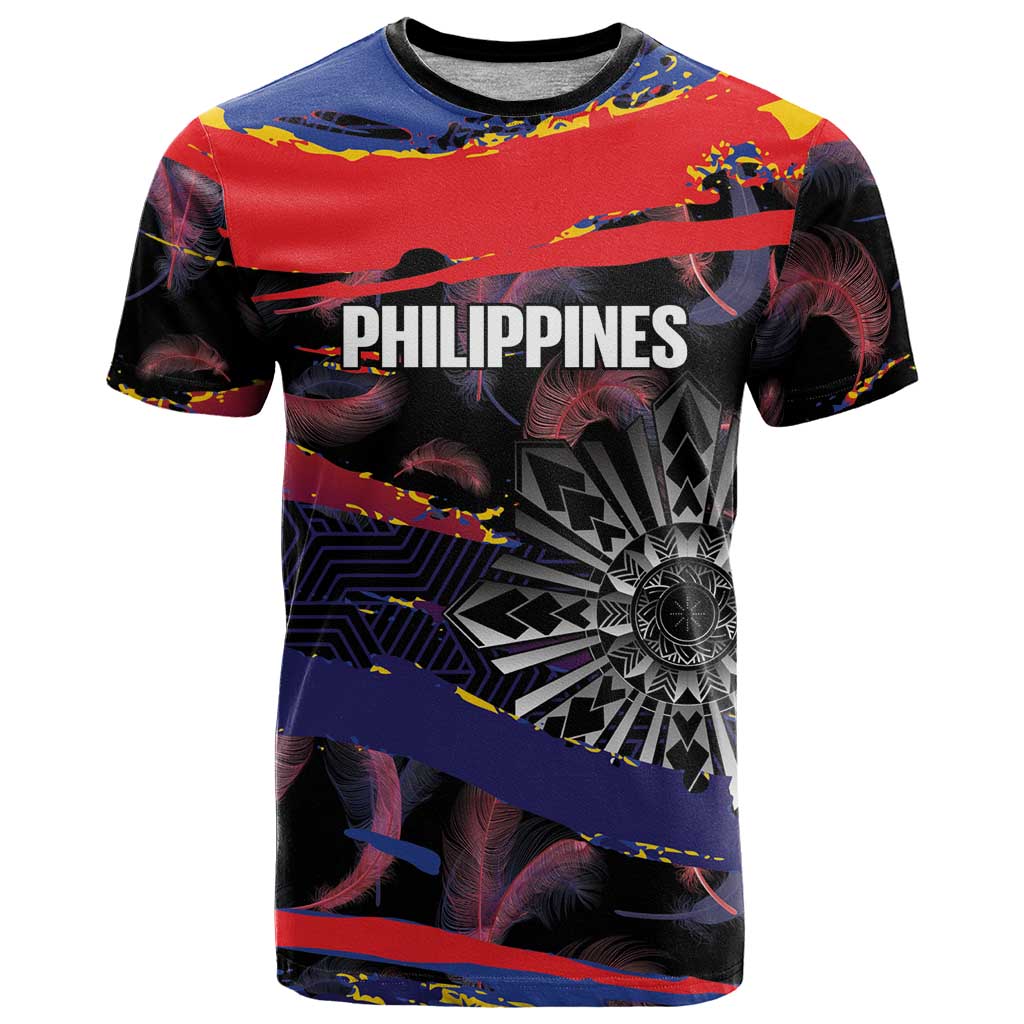 Personalised Philippines Sun Tattoo T Shirt Feathers Filipinas Grunge Style Black