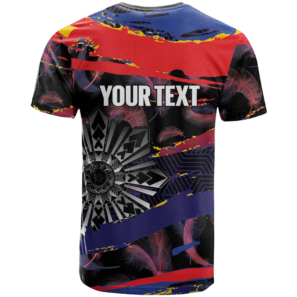 Personalised Philippines Sun Tattoo T Shirt Feathers Filipinas Grunge Style Black