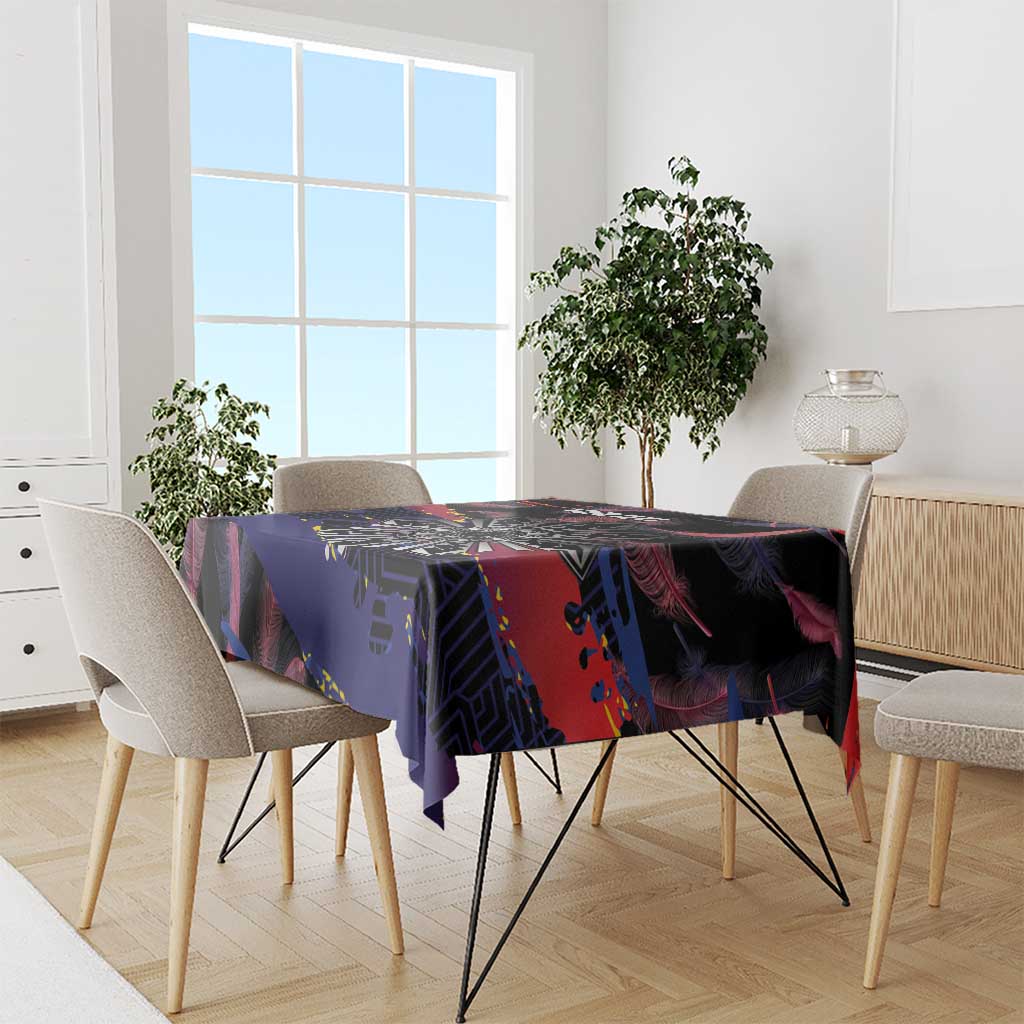 Personalised Philippines Sun Tattoo Tablecloth Feathers Filipinas Grunge Style Black