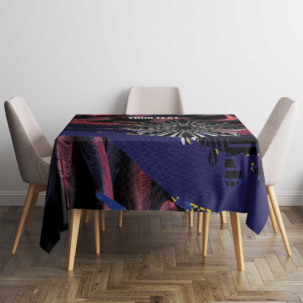 Personalised Philippines Sun Tattoo Tablecloth Feathers Filipinas Grunge Style Black