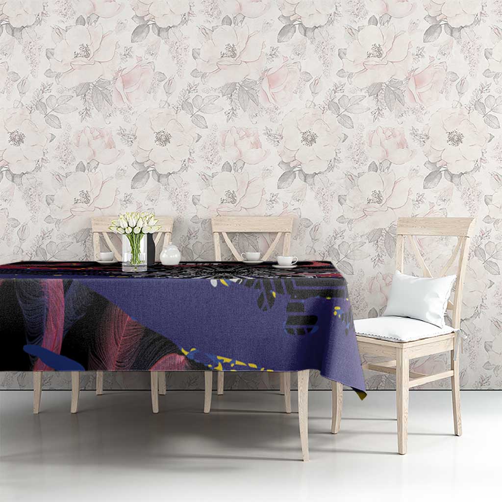 Personalised Philippines Sun Tattoo Tablecloth Feathers Filipinas Grunge Style Black