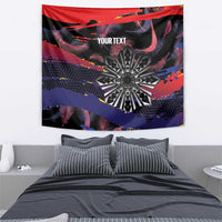 Personalised Philippines Sun Tattoo Tapestry Feathers Filipinas Grunge Style Black