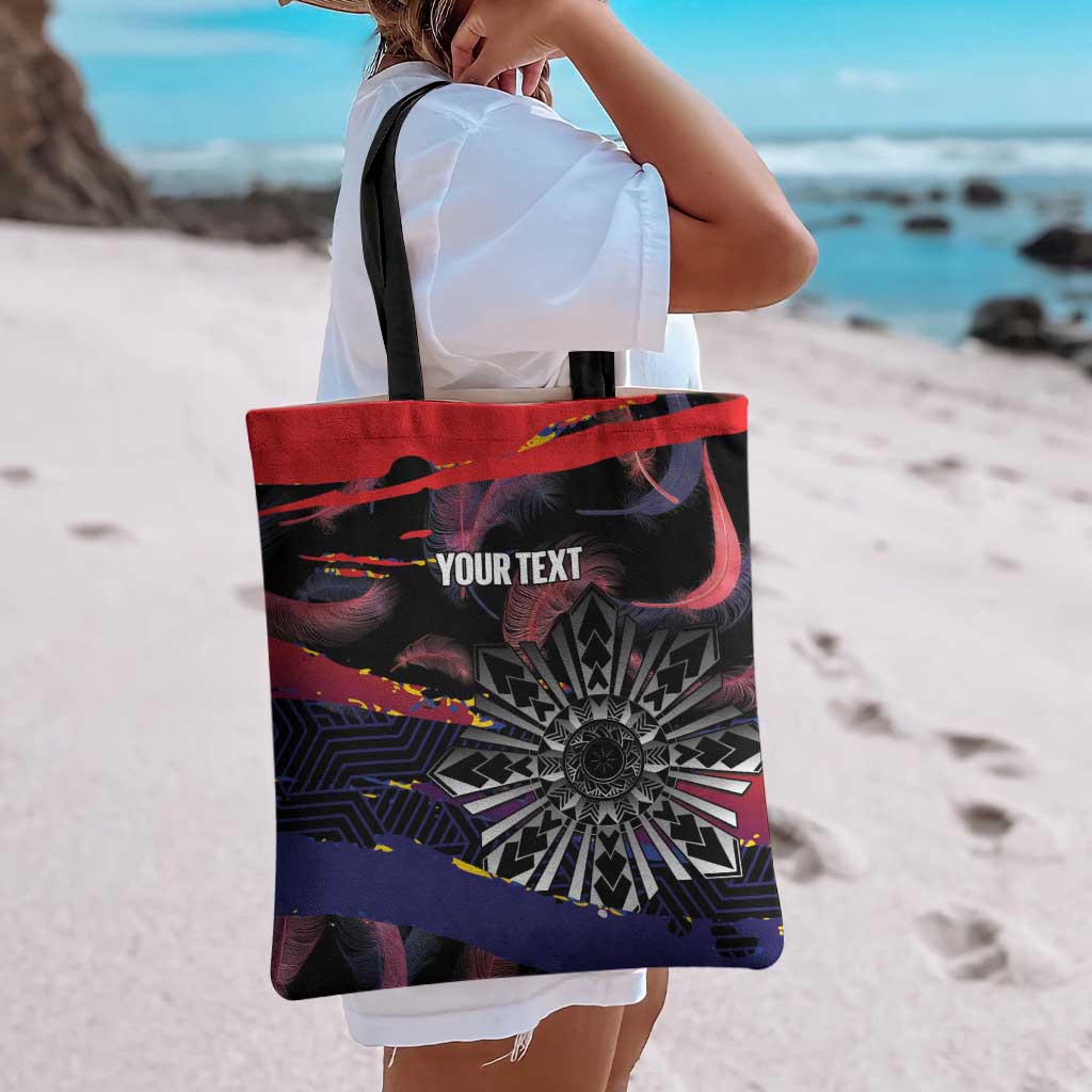 Personalised Philippines Sun Tattoo Tote Bag Feathers Filipinas Grunge Style Black