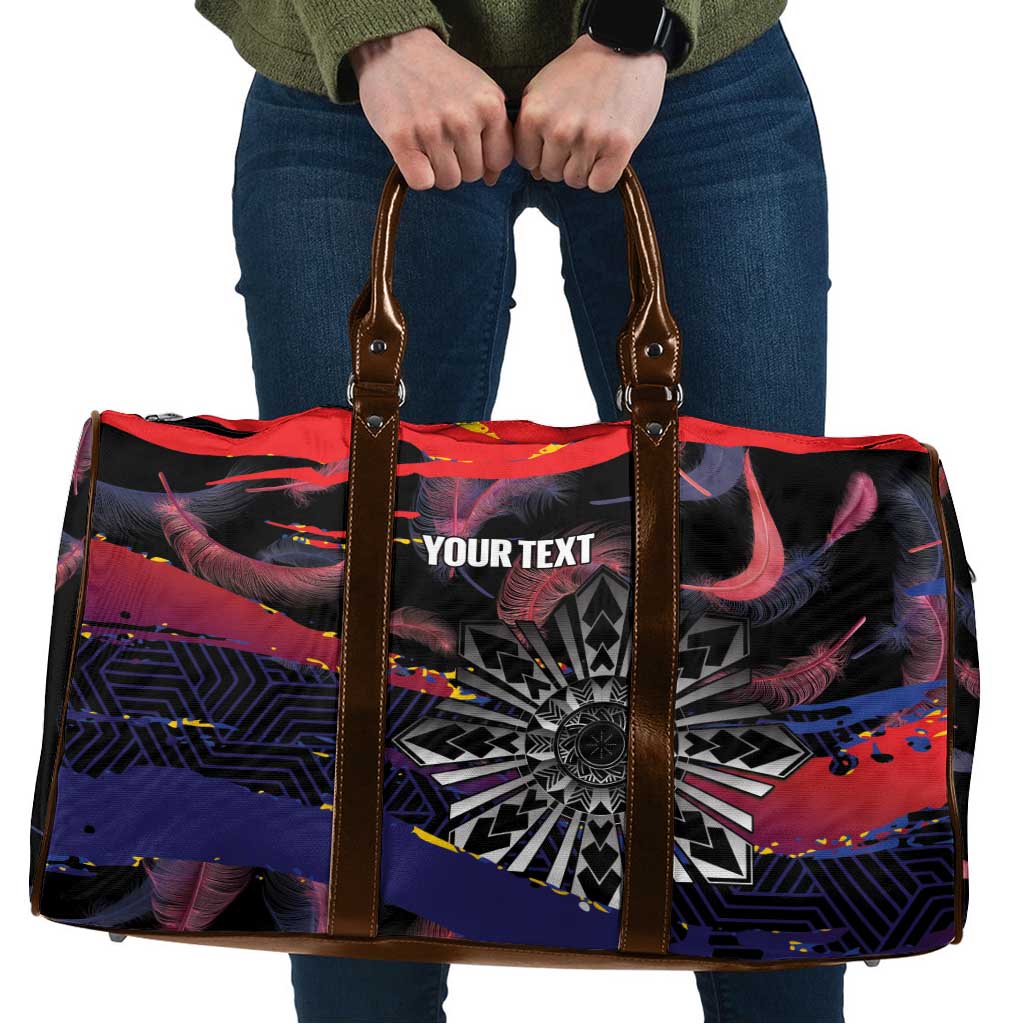 Personalised Philippines Sun Tattoo Travel Bag Feathers Filipinas Grunge Style Black