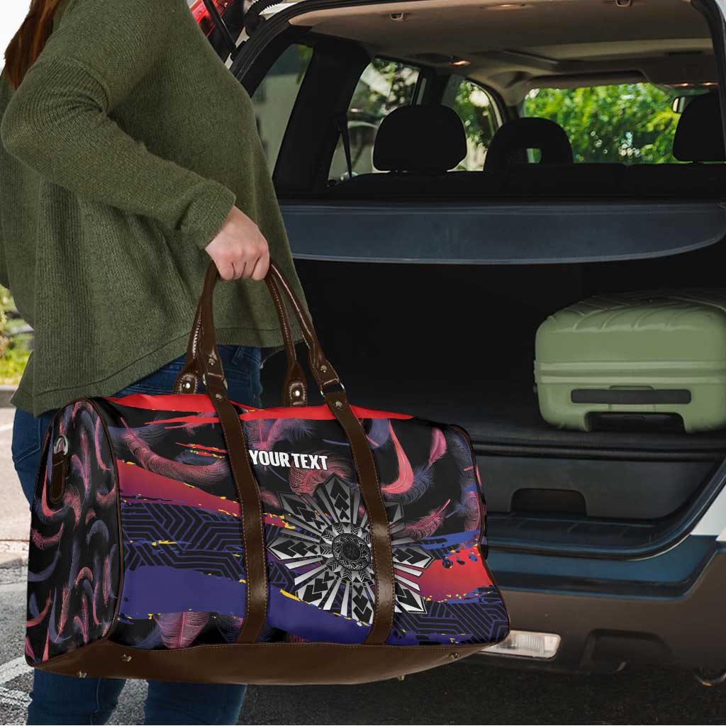 Personalised Philippines Sun Tattoo Travel Bag Feathers Filipinas Grunge Style Black