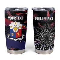 Personalised Philippines Sun Tattoo Tumbler Cup Feathers Filipinas Grunge Style Black