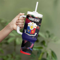 Personalised Philippines Sun Tattoo Tumbler With Handle Feathers Filipinas Grunge Style Black