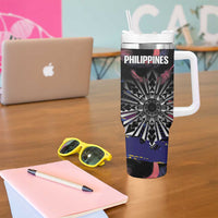 Personalised Philippines Sun Tattoo Tumbler With Handle Feathers Filipinas Grunge Style Black
