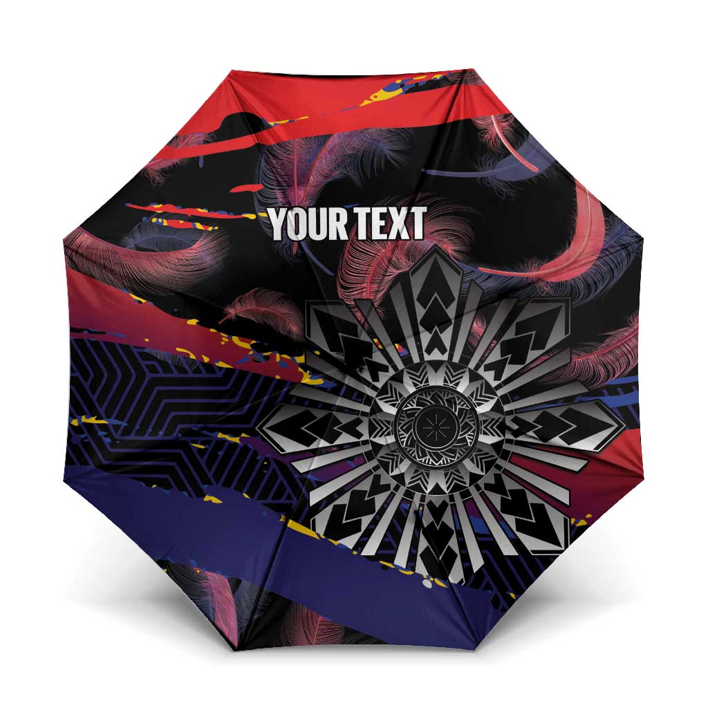 Personalised Philippines Sun Tattoo Umbrella Feathers Filipinas Grunge Style Black