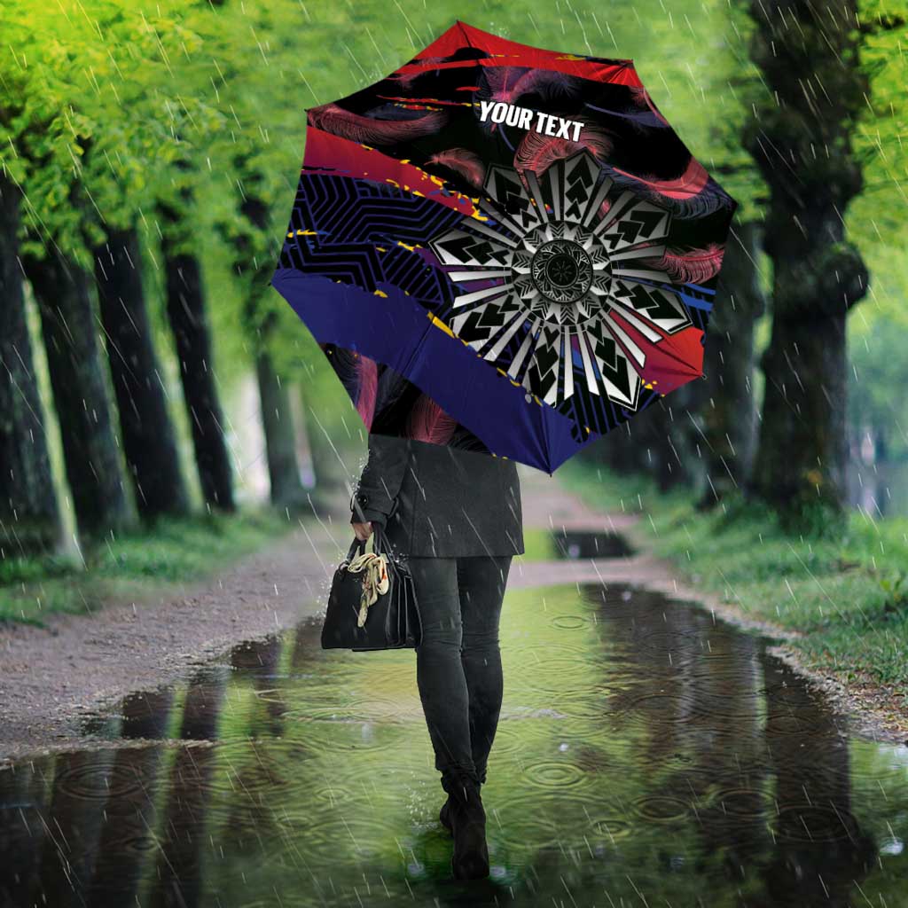 Personalised Philippines Sun Tattoo Umbrella Feathers Filipinas Grunge Style Black