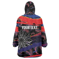 Personalised Philippines Sun Tattoo Wearable Blanket Hoodie Feathers Filipinas Grunge Style Black