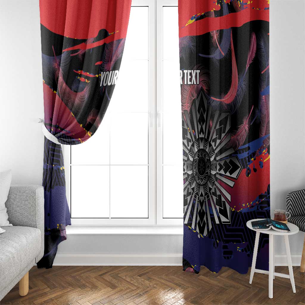 Personalised Philippines Sun Tattoo Window Curtain Feathers Filipinas Grunge Style Black