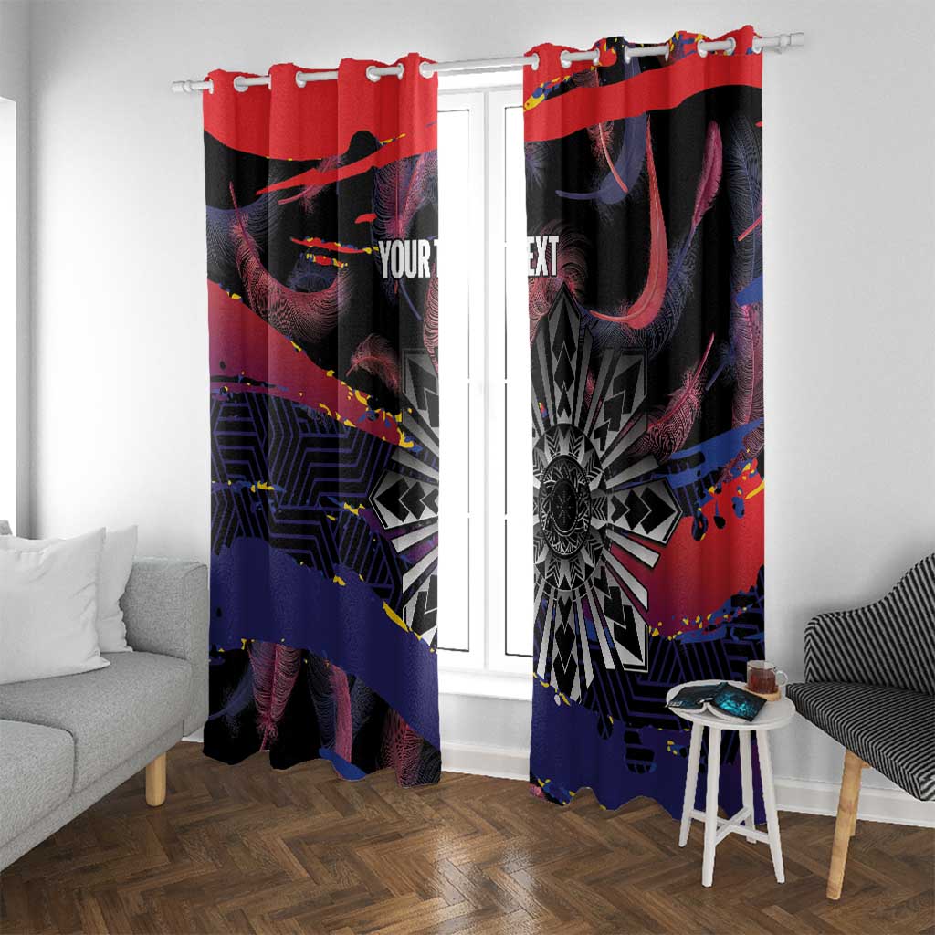 Personalised Philippines Sun Tattoo Window Curtain Feathers Filipinas Grunge Style Black