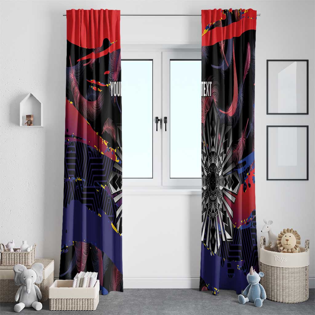 Personalised Philippines Sun Tattoo Window Curtain Feathers Filipinas Grunge Style Black