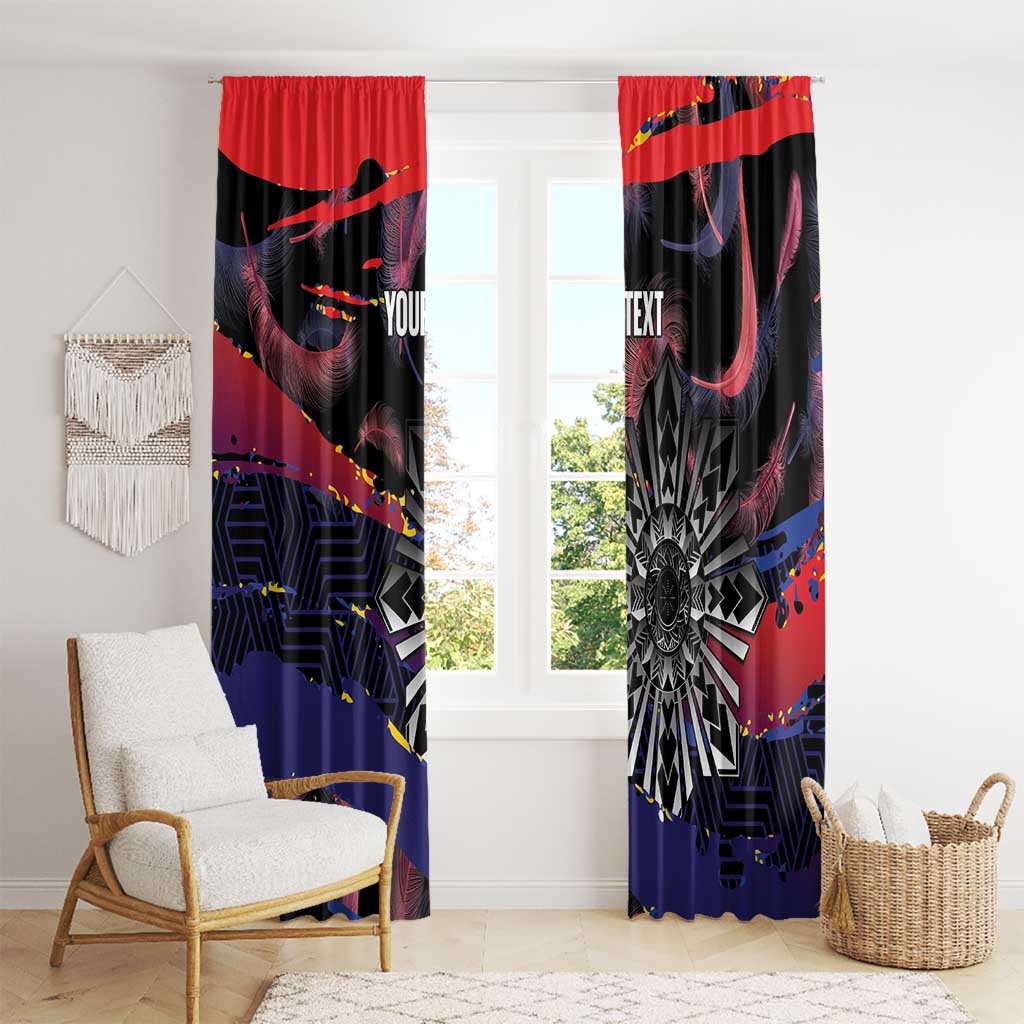 Personalised Philippines Sun Tattoo Window Curtain Feathers Filipinas Grunge Style Black