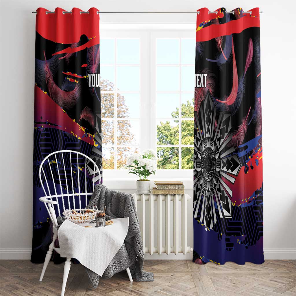 Personalised Philippines Sun Tattoo Window Curtain Feathers Filipinas Grunge Style Black