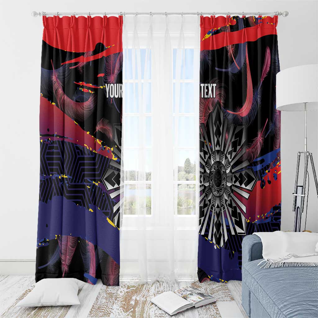 Personalised Philippines Sun Tattoo Window Curtain Feathers Filipinas Grunge Style Black