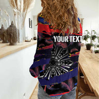 Personalised Philippines Sun Tattoo Women Casual Shirt Feathers Filipinas Grunge Style Black