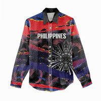 Personalised Philippines Sun Tattoo Women Casual Shirt Feathers Filipinas Grunge Style Black