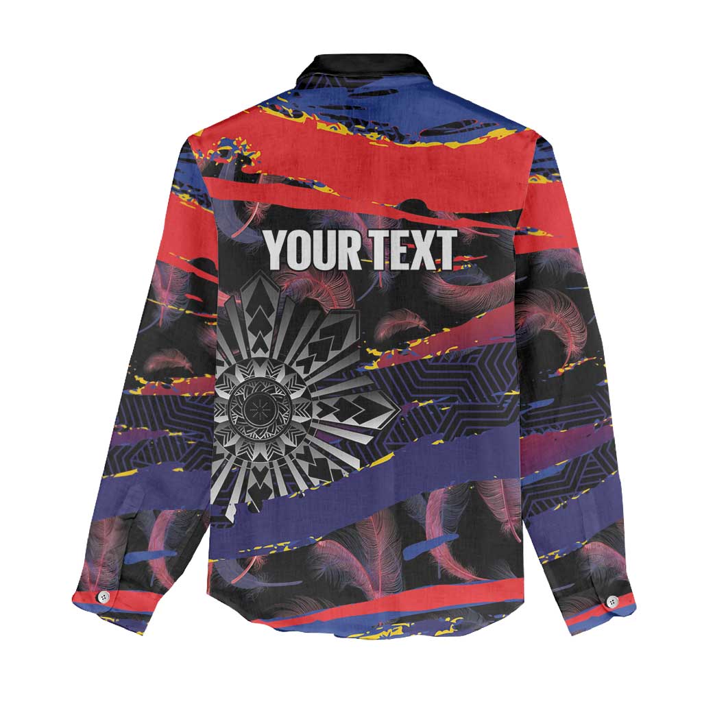 Personalised Philippines Sun Tattoo Women Casual Shirt Feathers Filipinas Grunge Style Black