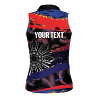 Personalised Philippines Sun Tattoo Women Sleeveless Polo Shirt Feathers Filipinas Grunge Style Black