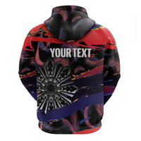 Personalised Philippines Sun Tattoo Zip Hoodie Feathers Filipinas Grunge Style Black