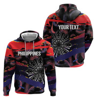 Personalised Philippines Sun Tattoo Zip Hoodie Feathers Filipinas Grunge Style Black