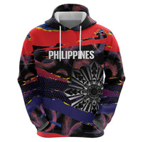 Personalised Philippines Sun Tattoo Zip Hoodie Feathers Filipinas Grunge Style Black