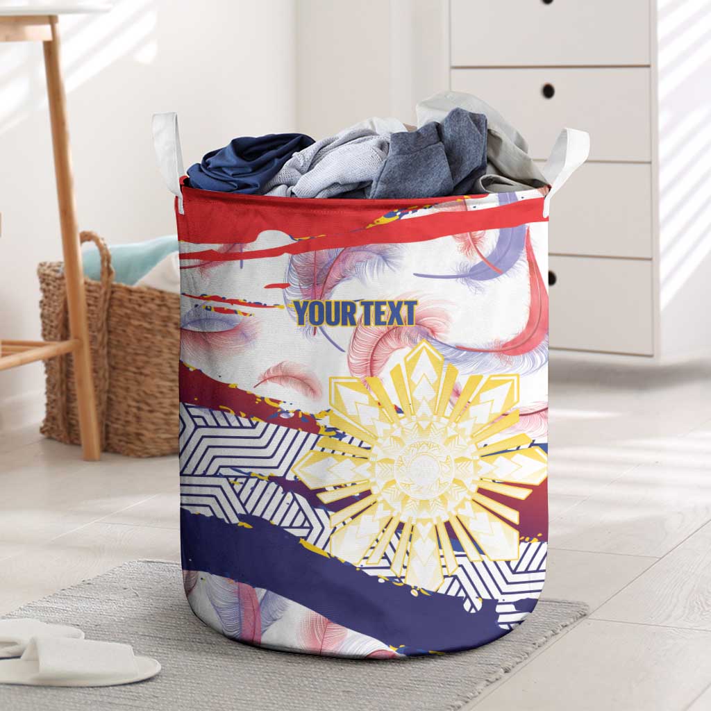Personalised Philippines Sun Tattoo Laundry Basket Feathers Filipinas Grunge Style White