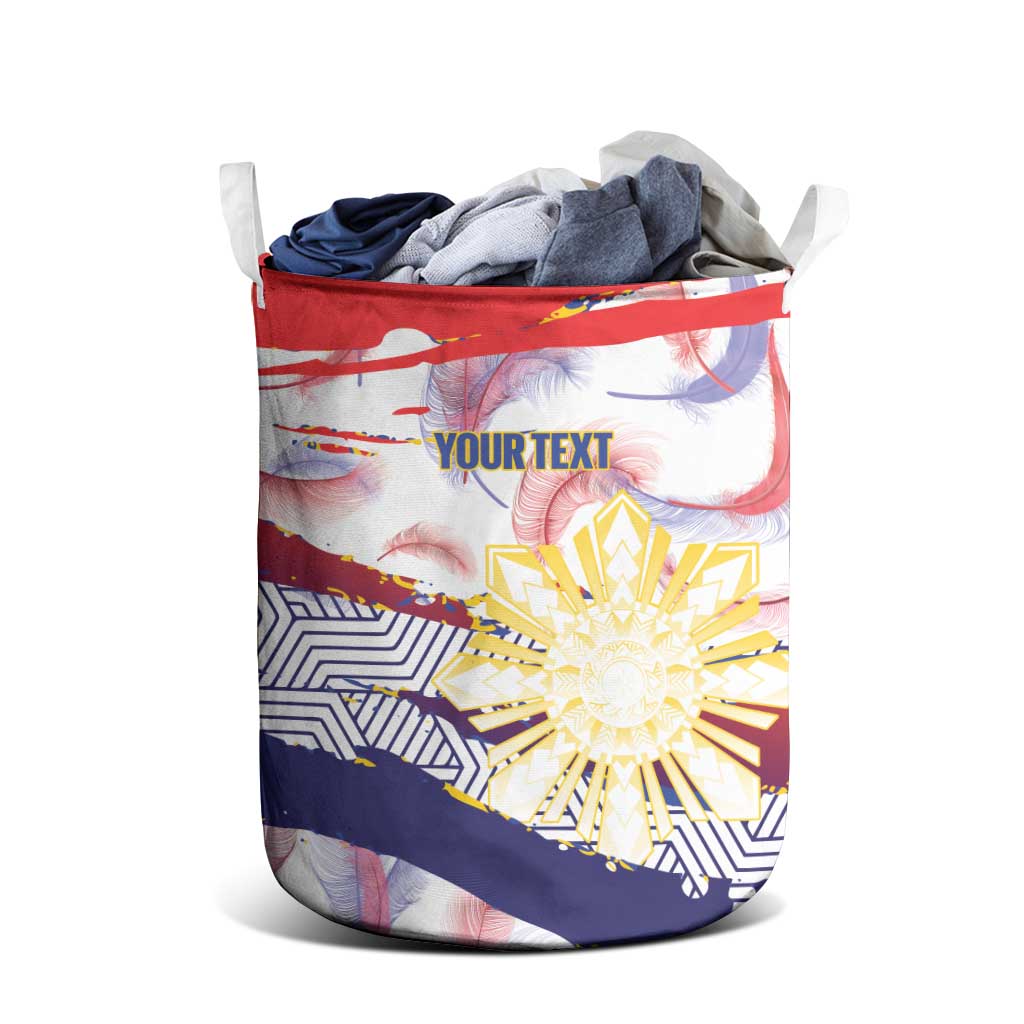 Personalised Philippines Sun Tattoo Laundry Basket Feathers Filipinas Grunge Style White