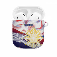 Personalised Philippines Sun Tattoo AirPods Case Feathers Filipinas Grunge Style White