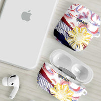 Personalised Philippines Sun Tattoo AirPods Case Feathers Filipinas Grunge Style White