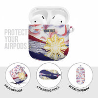 Personalised Philippines Sun Tattoo AirPods Case Feathers Filipinas Grunge Style White