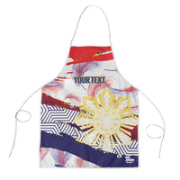 Personalised Philippines Sun Tattoo Apron Feathers Filipinas Grunge Style White