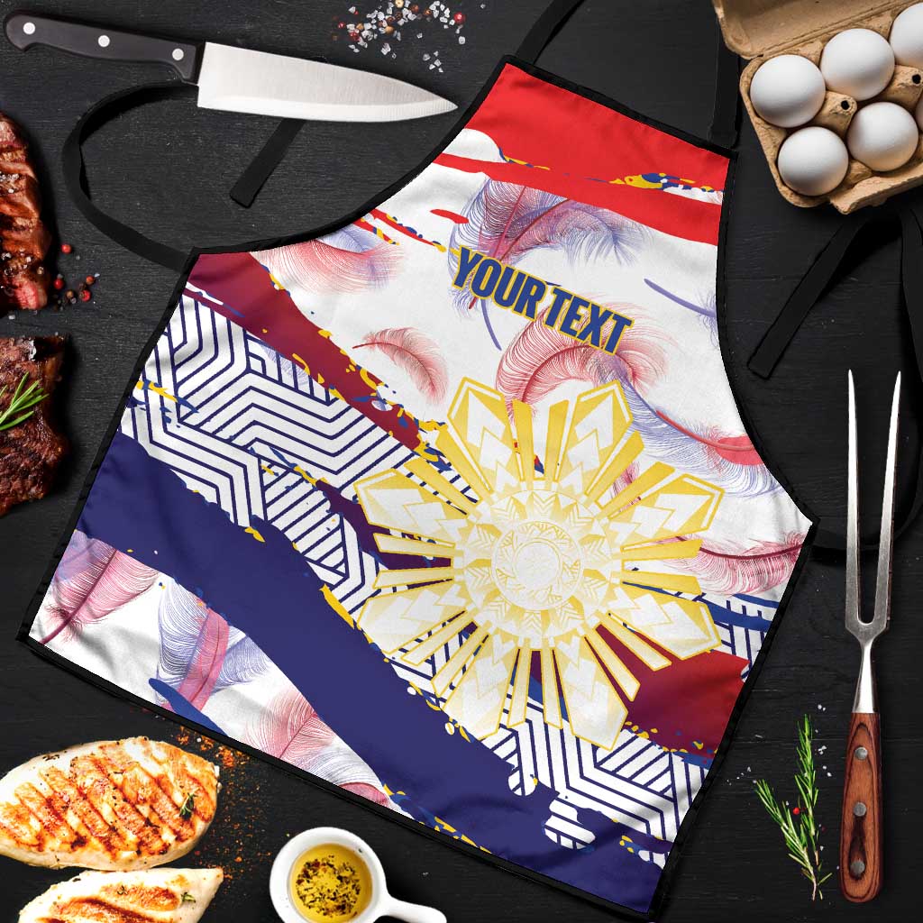 Personalised Philippines Sun Tattoo Apron Feathers Filipinas Grunge Style White