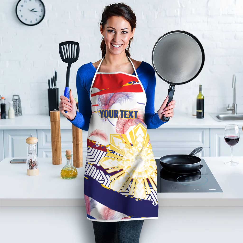 Personalised Philippines Sun Tattoo Apron Feathers Filipinas Grunge Style White