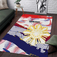 Personalised Philippines Sun Tattoo Area Rug Feathers Filipinas Grunge Style White