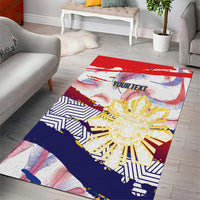 Personalised Philippines Sun Tattoo Area Rug Feathers Filipinas Grunge Style White