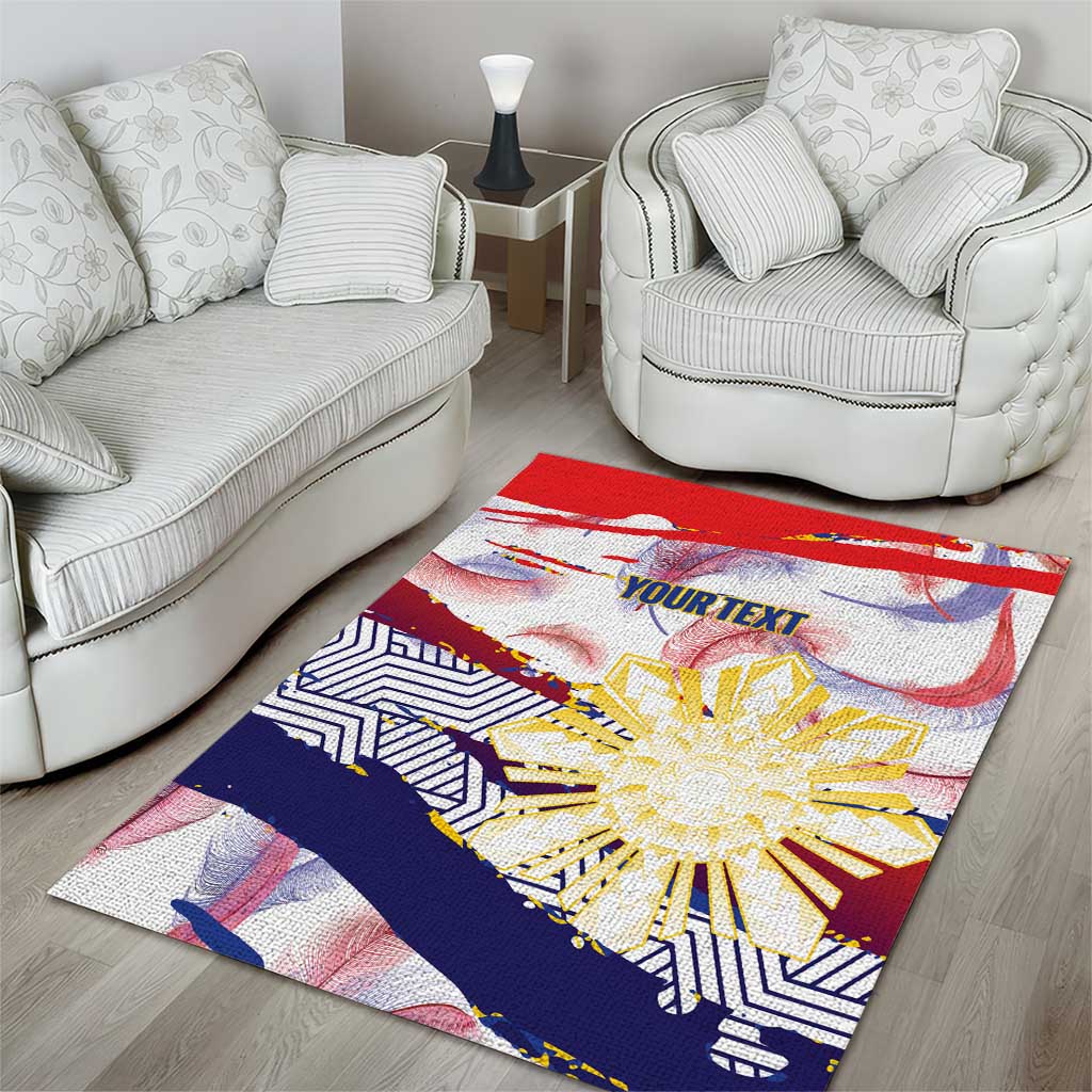 Personalised Philippines Sun Tattoo Area Rug Feathers Filipinas Grunge Style White