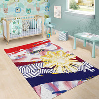 Personalised Philippines Sun Tattoo Area Rug Feathers Filipinas Grunge Style White