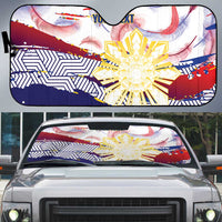 Personalised Philippines Sun Tattoo Auto Sun Shade Feathers Filipinas Grunge Style White
