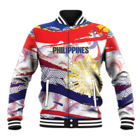 Personalised Philippines Sun Tattoo Baseball Jacket Feathers Filipinas Grunge Style White
