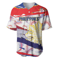 Personalised Philippines Sun Tattoo Baseball Jersey Feathers Filipinas Grunge Style White