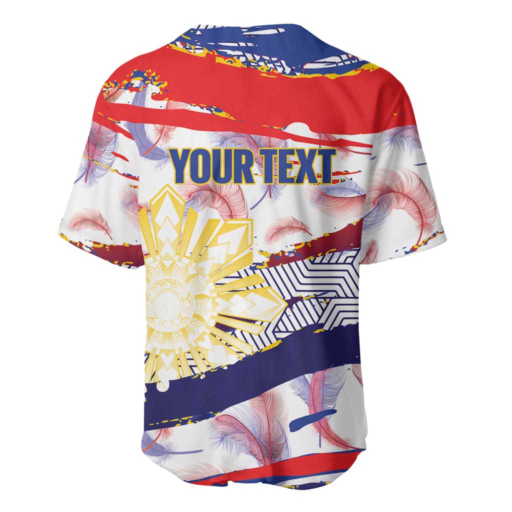 Personalised Philippines Sun Tattoo Baseball Jersey Feathers Filipinas Grunge Style White