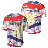 Personalised Philippines Sun Tattoo Baseball Jersey Feathers Filipinas Grunge Style White