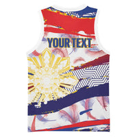 Personalised Philippines Sun Tattoo Basketball Jersey Feathers Filipinas Grunge Style White